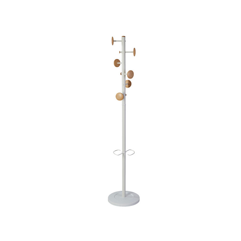 Appendiabiti a 6 ganci + 3 miniganci 175cm bianco/legno Music Alba