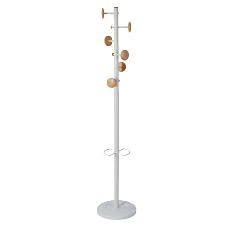 Appendiabiti a 6 ganci + 3 miniganci 175cm bianco/legno Music Alba