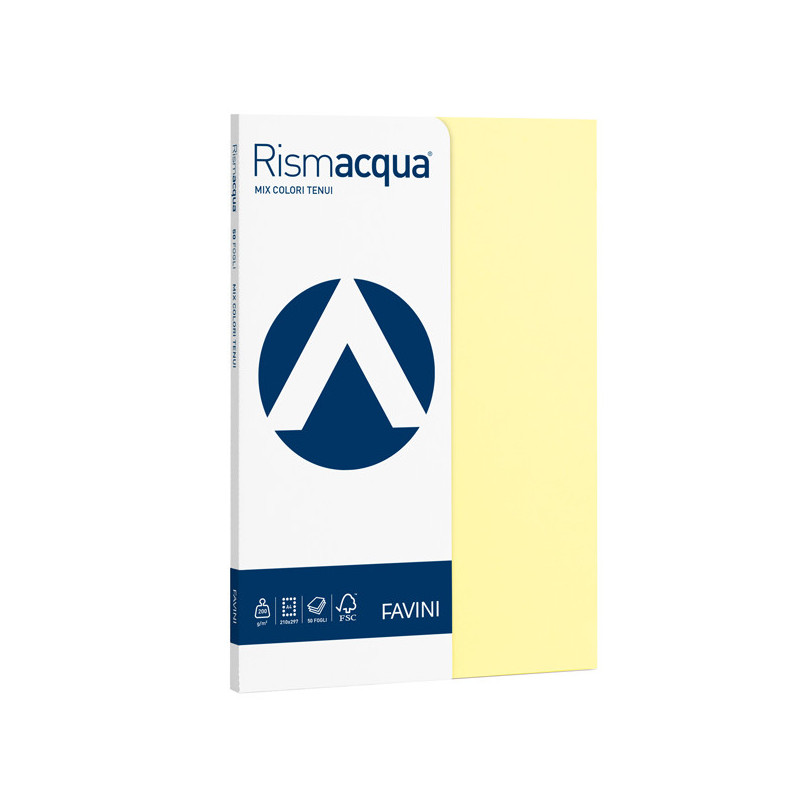 Carta RISMACQUA SMALL A4 200gr 50fg mix 5 colori FAVINI
