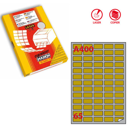 Etichetta adesiva A/400 oro 100fg A4 laser 38,1x21,2mm (65et/fg) Markin