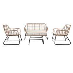 Salotto Cebu polyrattan color naturale - set 4 elementi