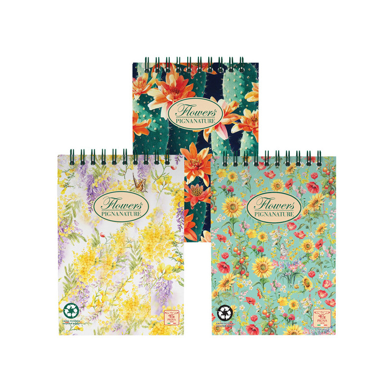 BLOCCO SPIRALE 5MM A6 80GR 50FG PIGNA NATURE FLOWERS