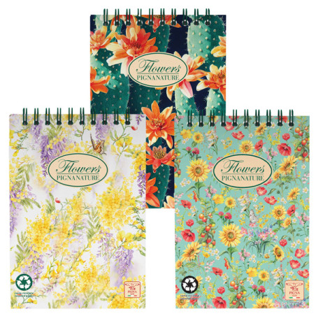 BLOCCO SPIRALE 5MM A6 80GR 50FG PIGNA NATURE FLOWERS