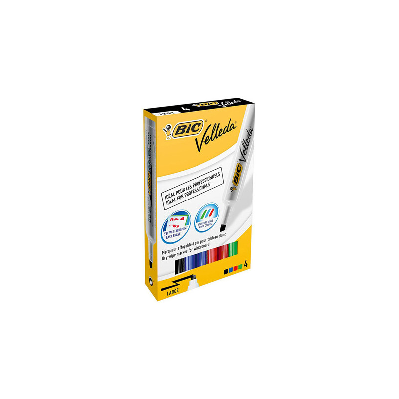 Astuccio pennarello VELLEDA 1791 punta scalpello whiteboard 4 colori BIC©