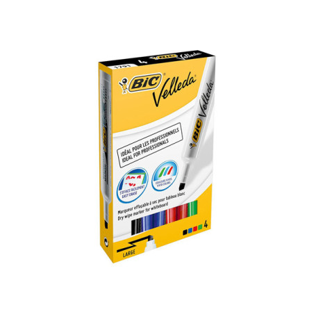 Astuccio pennarello VELLEDA 1791 punta scalpello whiteboard 4 colori BIC©