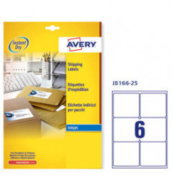 Etichetta adesiva J8166 bianca 25fg A4 99,1x93,1 (6et/fg) inkjet Avery