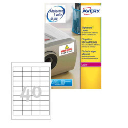 Poliestere adesivo extra L6140 bianco 20fg 45,7x25,4mm (40et/fg) laser Avery