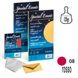 10 buste SPECIAL EVENTS METAL 120gr 110x220mm rosso FAVINI