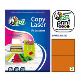 Etichetta adesiva LP4F arancio fluo 70fg A4 200x142mm (2et/fg) Tico