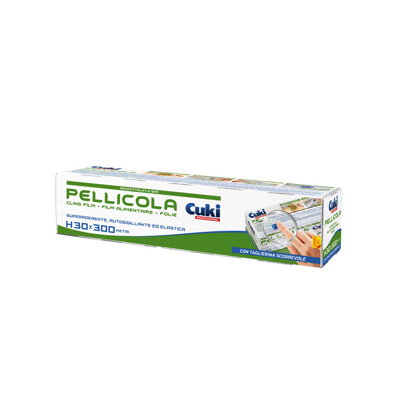 Roll pellicola trasparente PVC H300mm x 300mt con seghetto Cuki Professional