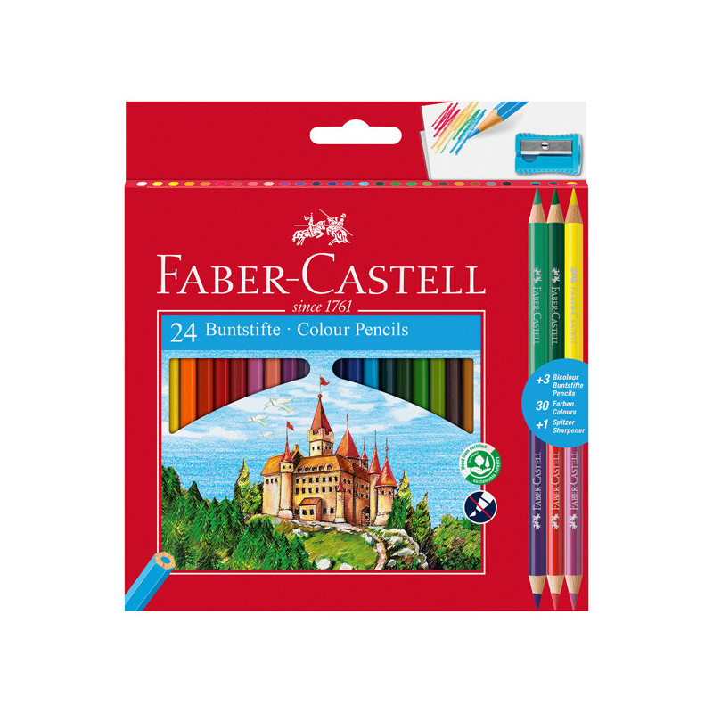 Astuccio 24 matite colorati eco Il Castello+3 bicolor Faber Castell