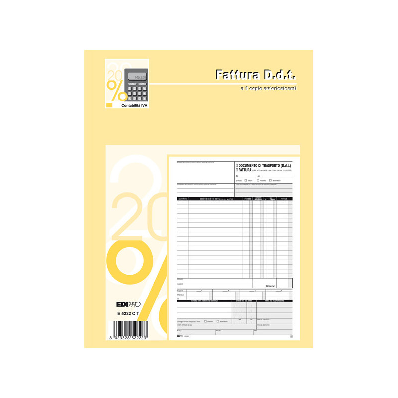 BLOCCO DDT/FATTURA 29.7X22CM 33fg 3 copie AUTORIC. E5222CT