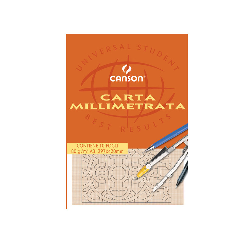 BLOCCO CARTA OPACA MILLIMETRATA 297x420mm 10FG 80GR CANSON