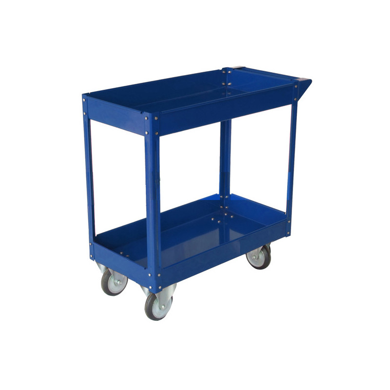 CARRELLO C/RUOTE IN ACCIAIO VERNICIATO BLU 2 RIPIANI 84X41cm H 82cm