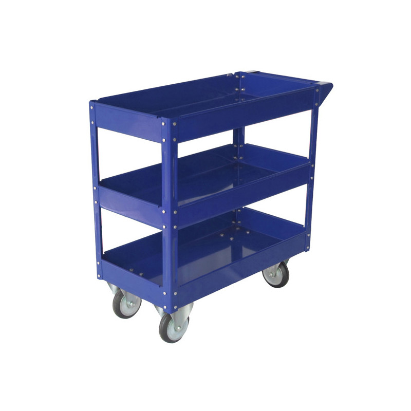 CARRELLO C/RUOTE IN ACCIAIO VERNICIATO BLU 3 RIPIANI 84X41cm H 82cm