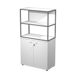 LIBRERIA media metal + arm. basso bianco/bianco/bianco/str.antracite ESSENCE