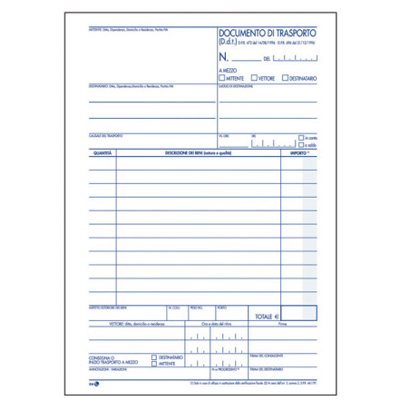 DOCUMENTO DI TRASPORTO 150x225mm 50fgx3 copie(mitt-dest-vett) BM