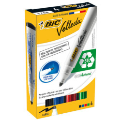 ASTUCCIO 4 MARCATORI P.TONDA Whiteboard VELLEDA© 1701 Recycled BIC©