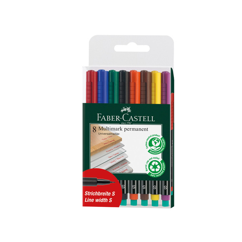 BUSTA 8 COLORI PENNARELLO MULTIMARK 0,4mm SUPERFINE FABER-CASTELL