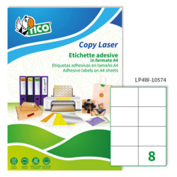 Etichetta adesiva LP4W bianca 100fg A4 105x74mm (8et/fg) Laser Tico