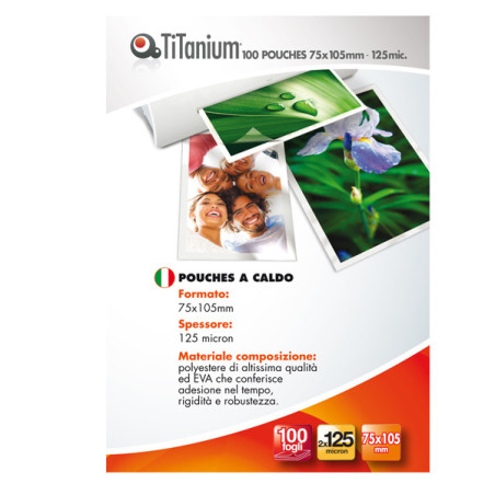 100 POUCHES 75x105mm 125my JUMBO CARD TiTanium