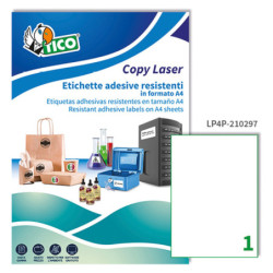 Poliestere adesivo LP4P bianco 70fg A4 210x297mm (1et/fg) laser Tico