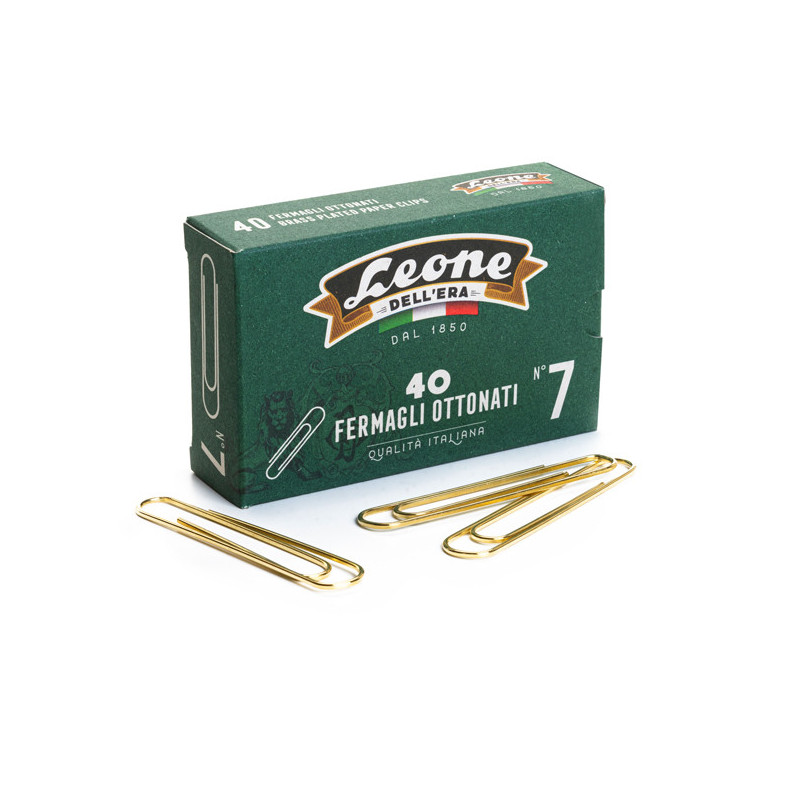 SCATOLA 40 FERMAGLI N.7 MM75 SUPER GIGANTI OTTONATI LEONE