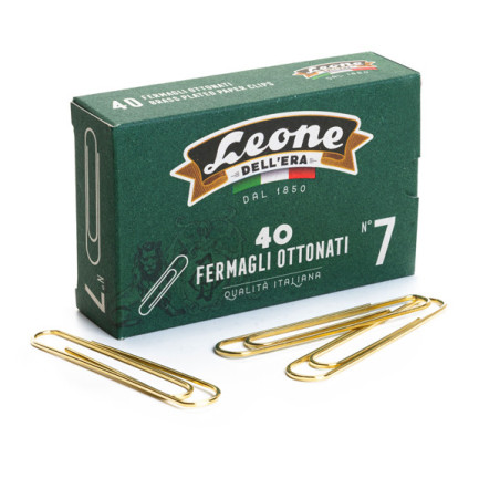 SCATOLA 40 FERMAGLI N.7 MM75 SUPER GIGANTI OTTONATI LEONE