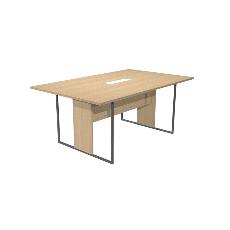 Tavolo riunione 180x110cm rovere / gamba antracite / top bianco ESSENCE
