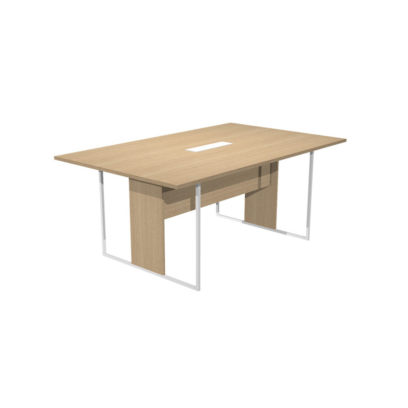 Tavolo riunione 180x110cm rovere / gamba bianca / top bianco ESSENCE