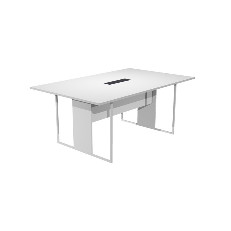 Tavolo riunione 180x110cm bianco / gamba bianco / top nero ESSENCE