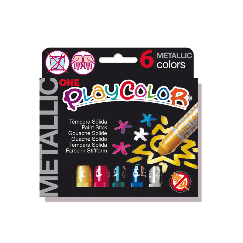 TEMPERA SOLIDA PLAYCOLOR 6 COLORI METAL in STICK da 10GR