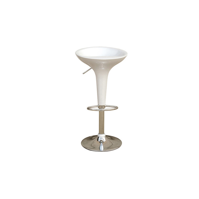 SGABELLO BAR in ABS e ACCIAIO H55/78cm BIANCO