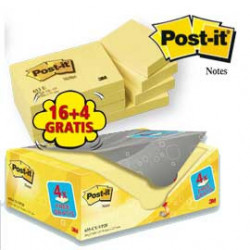 VALUE PACK 16+4 BLOCCO 100fg Post-it®Giallo Canary 38x51mm 72GR 653CY-VP20