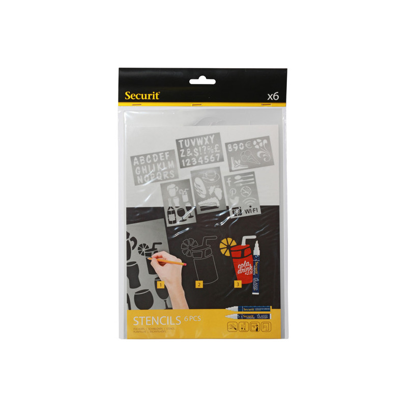 SET 6 STENCIL TRASPARENTI ASSORTITI Securit