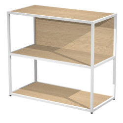 LIBRERIA bassa a giorno 90x44cm - H80cm ROVERE - gamba bianco ESSENCE