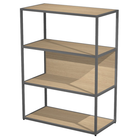 LIBRERIA media a giorno 90x44cm - H119cm ROVERE - gamba antracite ESSENCE