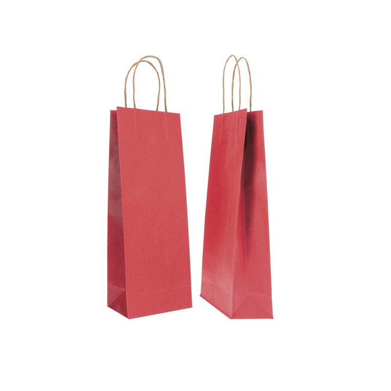 20 SHOPPERS CARTA BIOKRAFT 14X9X38CM PORTABOTTIGLIE ROSSO