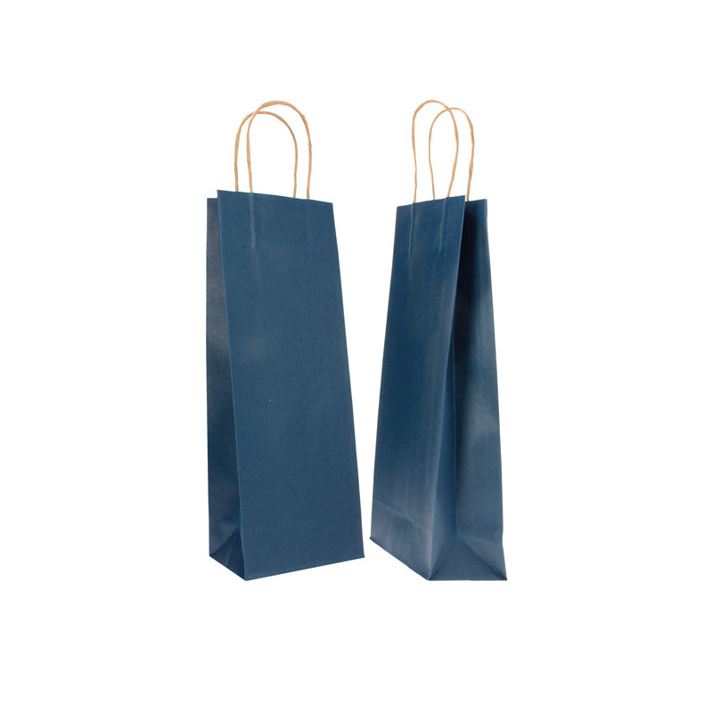 20 SHOPPERS CARTA BIOKRAFT 14X9X38CM PORTABOTTIGLIE BLU