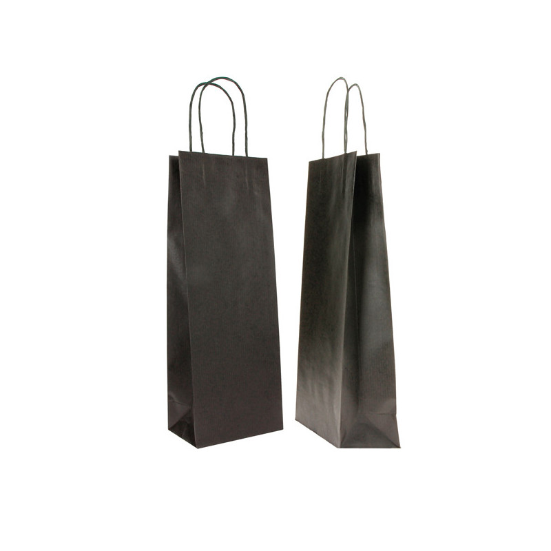 20 SHOPPERS CARTA BIOKRAFT 14X9X38CM PORTABOTTIGLIE NERO