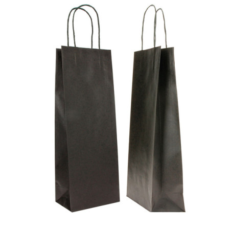 20 SHOPPERS CARTA BIOKRAFT 14X9X38CM PORTABOTTIGLIE NERO