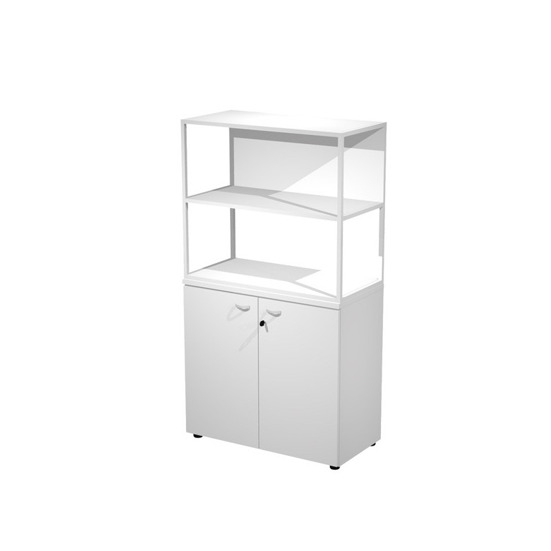 LIBRERIA media metal + arm. basso bianco/bianco/bianco/str.bianca ESSENCE
