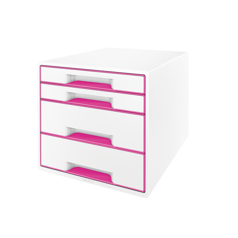 CASSETTIERA 4 CASSETTI BIANCO/fuxia Leitz Cube