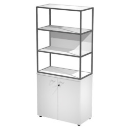 LIBRERIA alta metal + arm. basso bianco/bianco/bianco/str.antracite ESSENCE