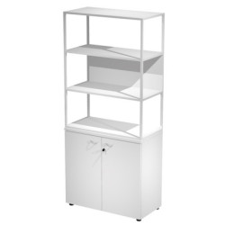 LIBRERIA alta metal + arm. basso bianco/bianco/bianco/str.bianca ESSENCE