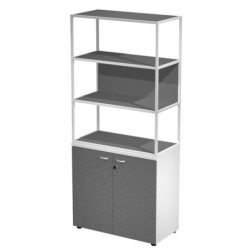 LIBRERIA alta metal + arm. basso bianco/antracite/antracite/str.bianco ESSENCE