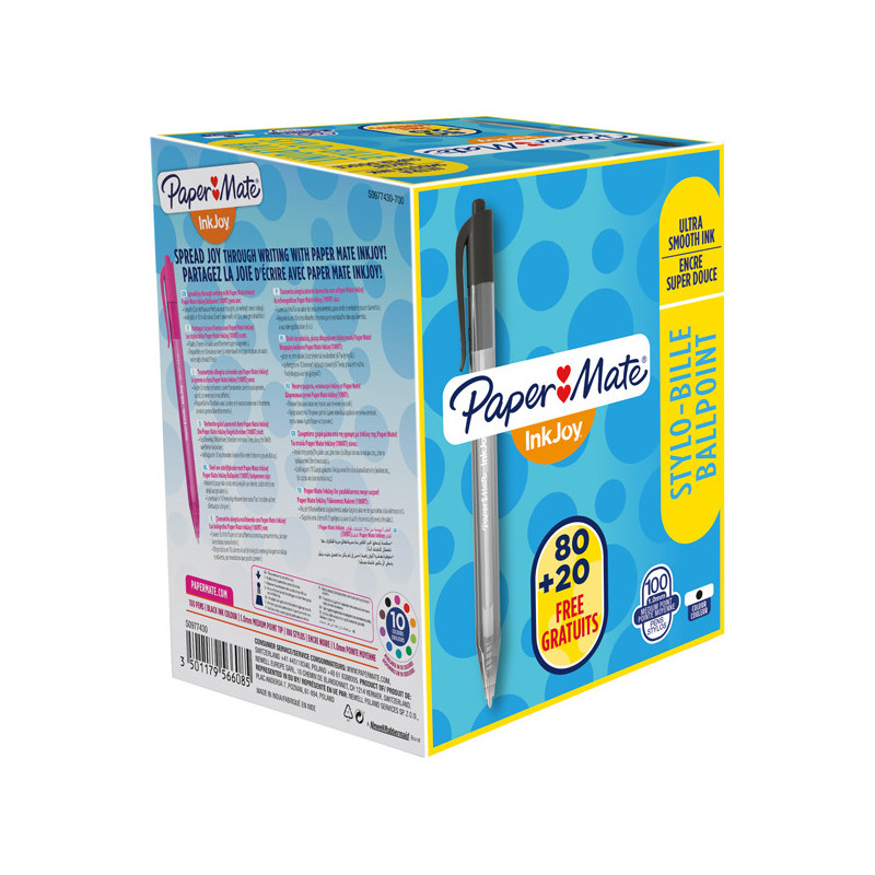 Special pack 80+20 penna sfera scatto INKJOY Stick 100RT 1,0mm nero PAPERMATE