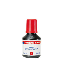 RICARICA INCHIOSTRO PERMANENTE 30ML T25 ROSSO EDDING