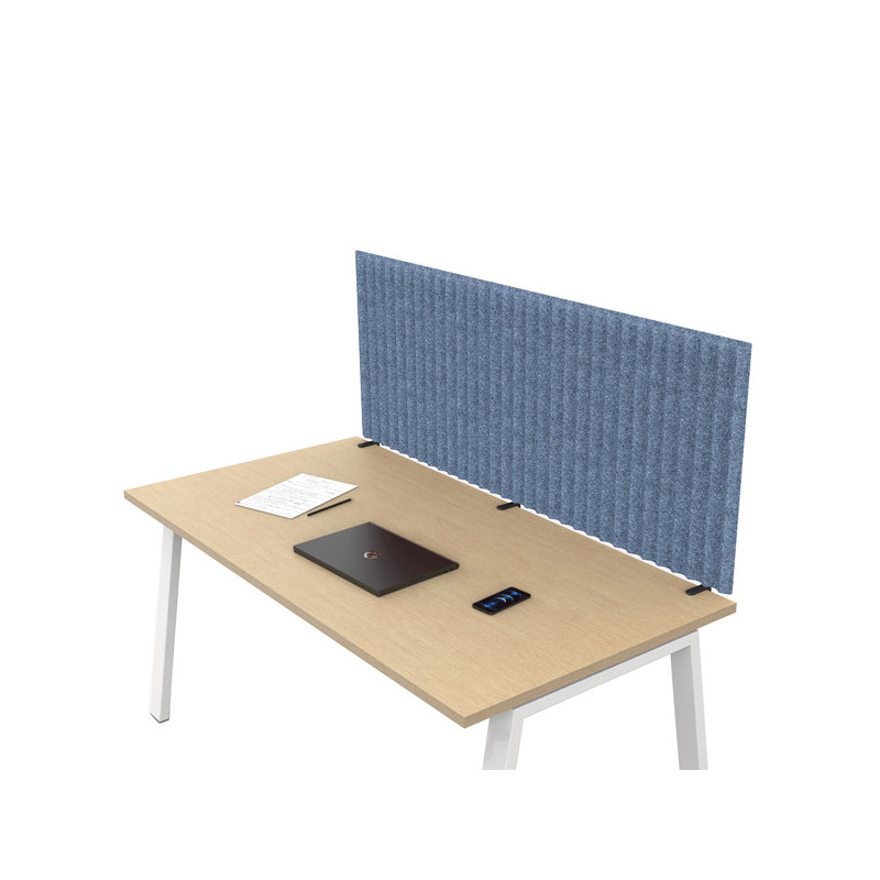 Pannello acustico da scrivania L155xH40cm c/morsetti neri AZZURRO Stripes