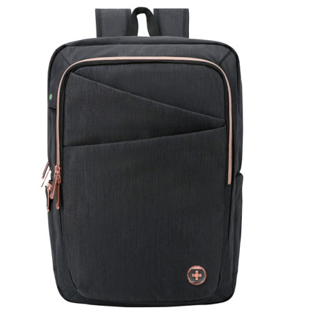 Zaino porta notebook 15,6" Katy Rose nero c/zip rose gold Swiss